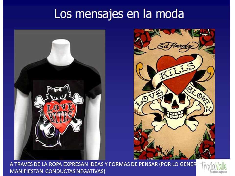 A TRAVES DE LA ROPA EXPRESAN IDEAS Y FORMAS DE PENSAR (POR LO GENERAL MANIFIESTAN CONDUCTAS NEGATIVAS)