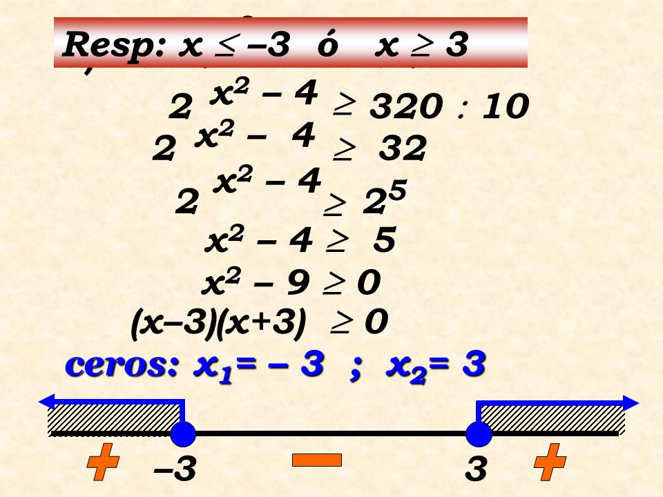 a) 10· 2  320 x2 – 4 Resp: x  –3 ó x   10 x2 – 4  2 32