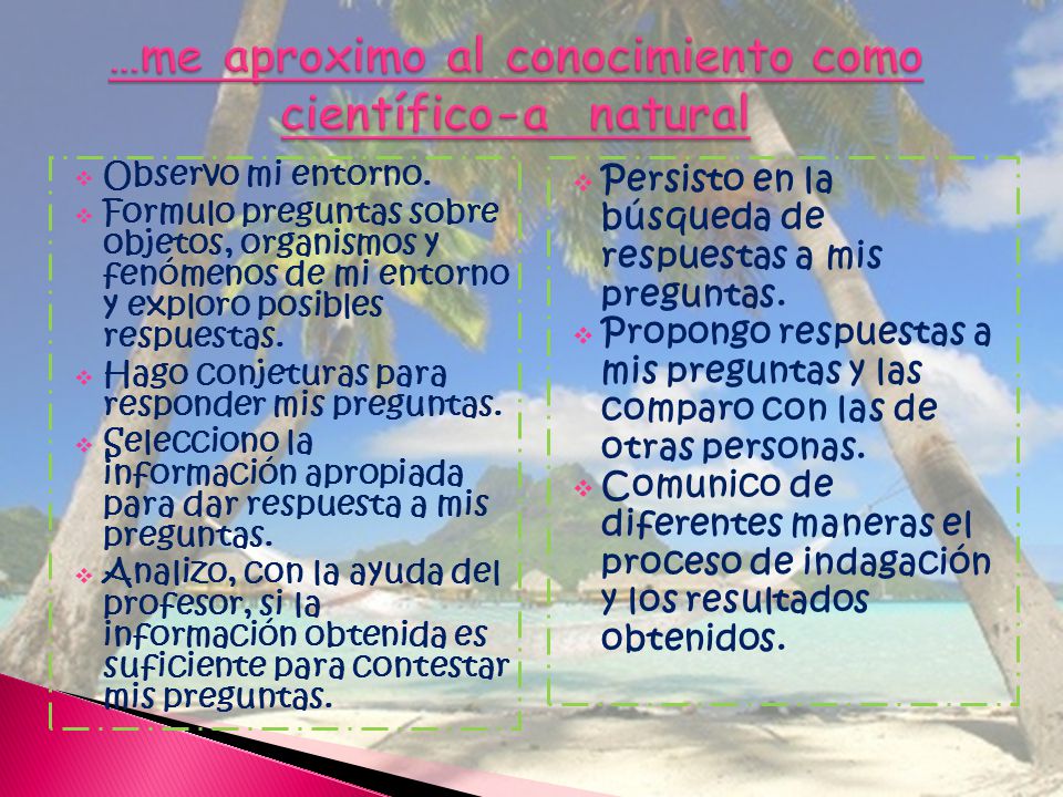 …me aproximo al conocimiento como científico-a natural