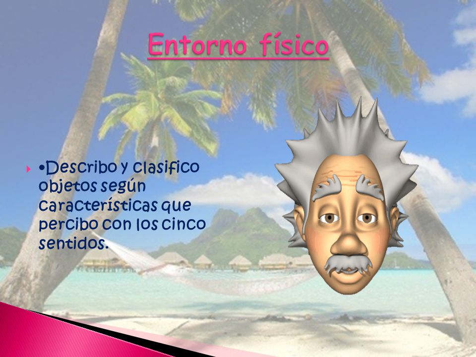 Entorno físico •Describo y clasifico objetos según características que percibo con los cinco sentidos.