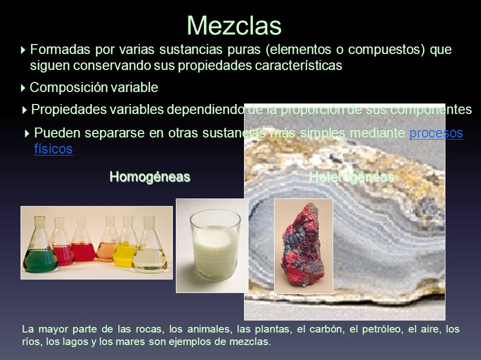 Propiedades variables dependiendo de la proporción de sus componentes