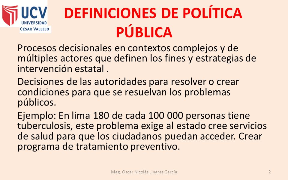 DEFINICIONES DE POLÍTICA PÚBLICA