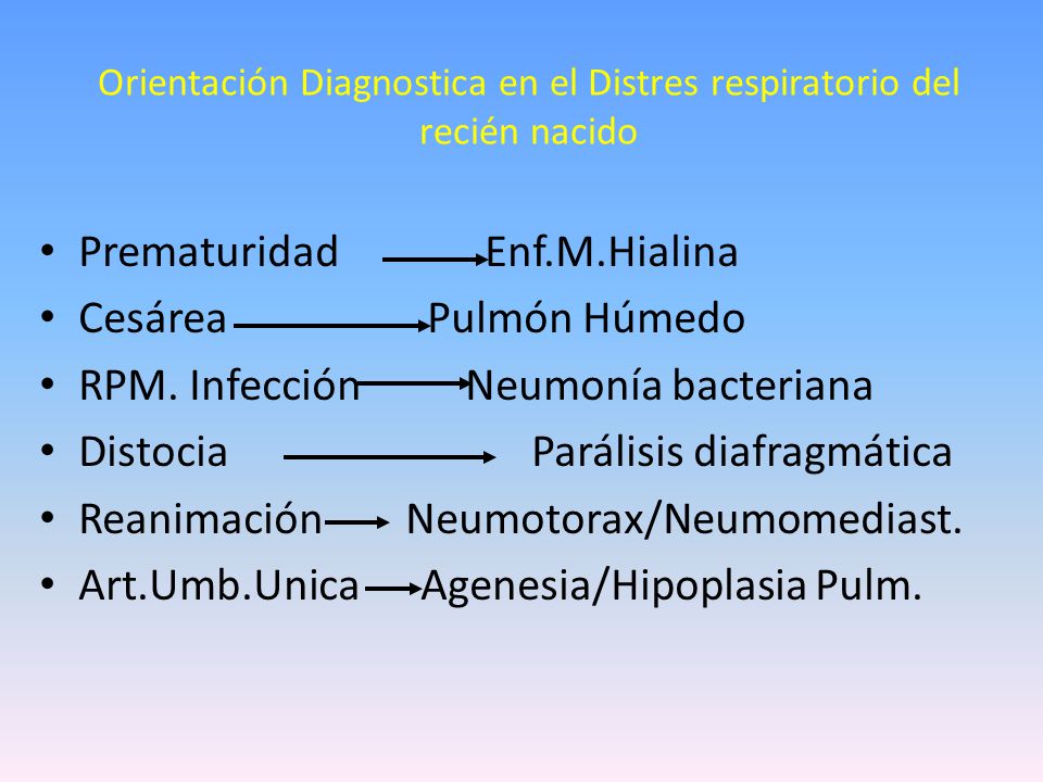 Orientación Diagnostica en el Distres respiratorio del recién nacido