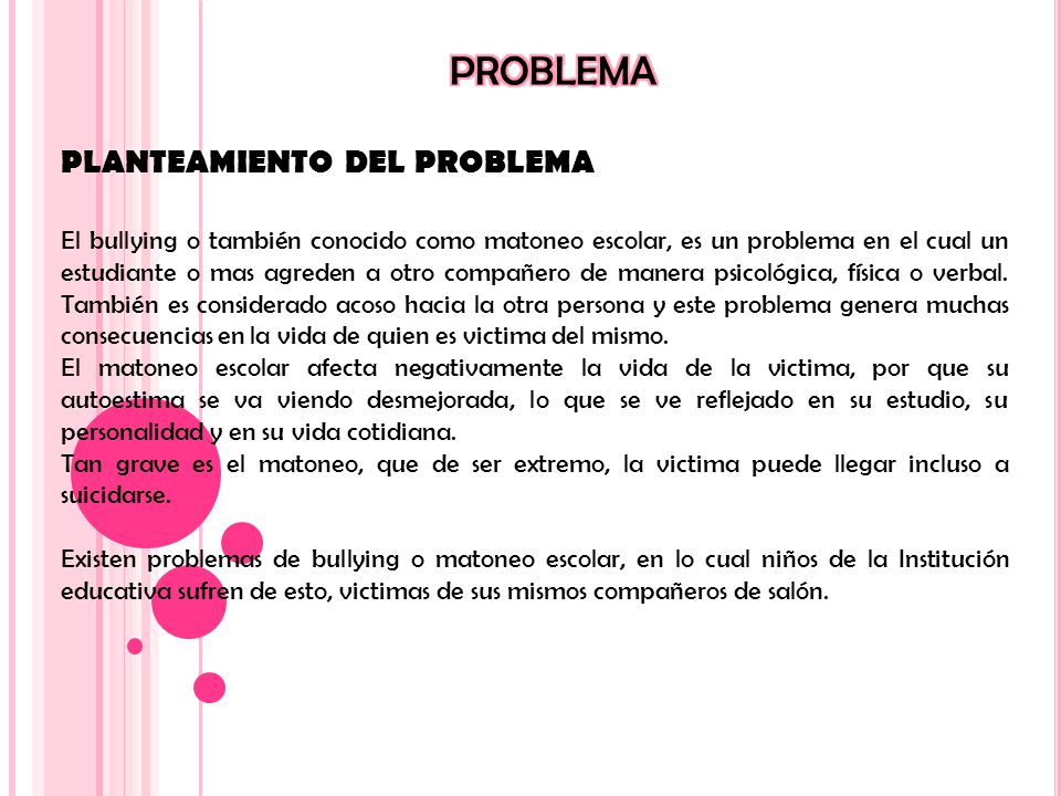 PROBLEMA PLANTEAMIENTO DEL PROBLEMA