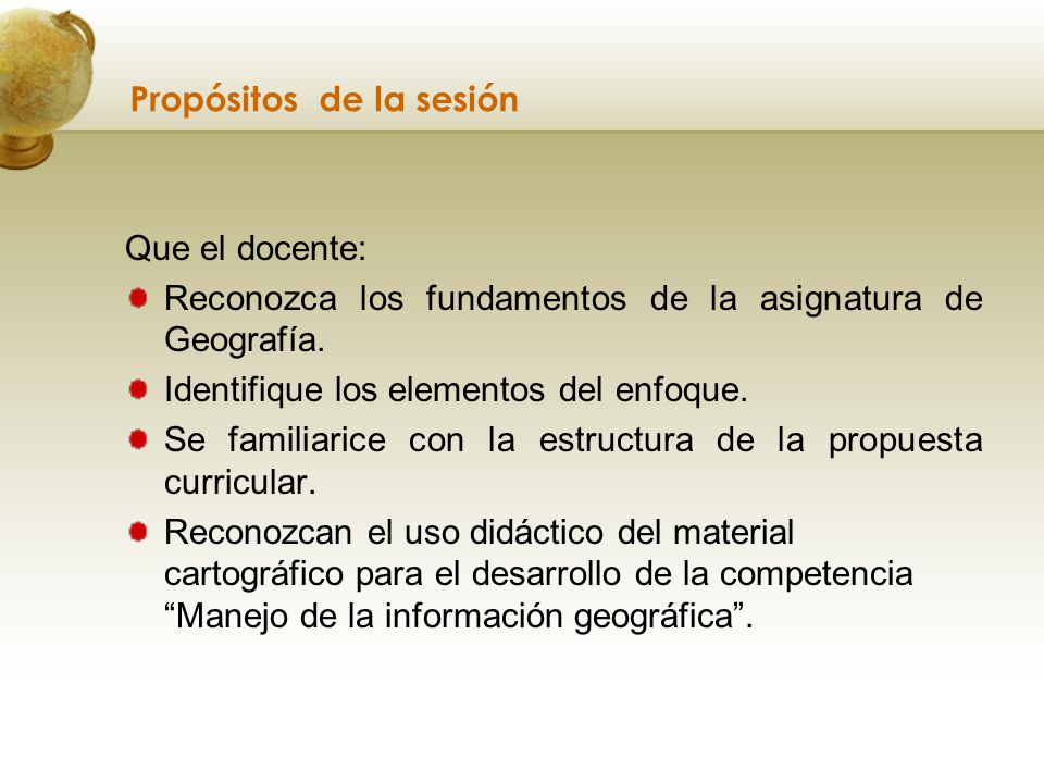 Propósitos de la sesión