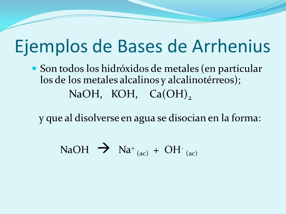Ejemplos de Bases de Arrhenius