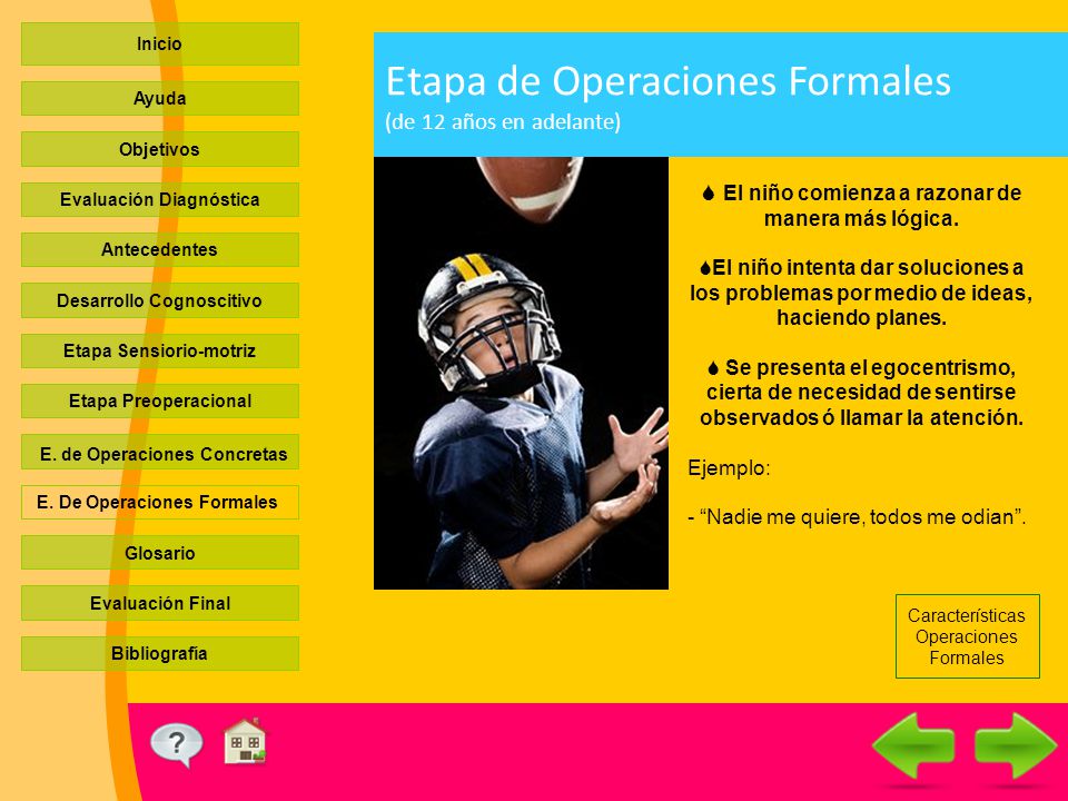 Etapa de Operaciones Formales (de 12 años en adelante)