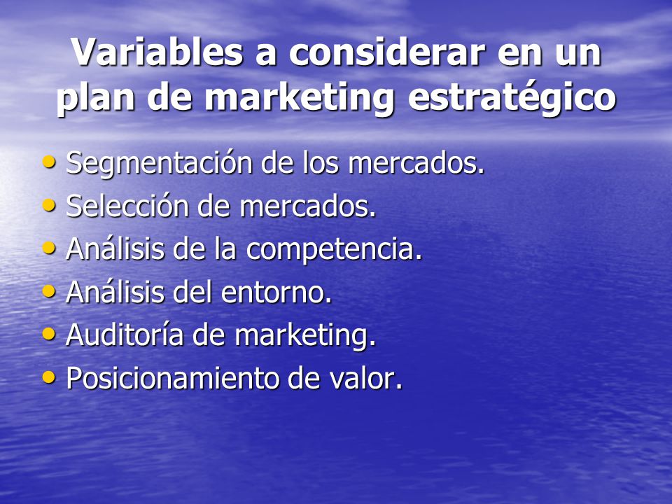 Variables a considerar en un plan de marketing estratégico