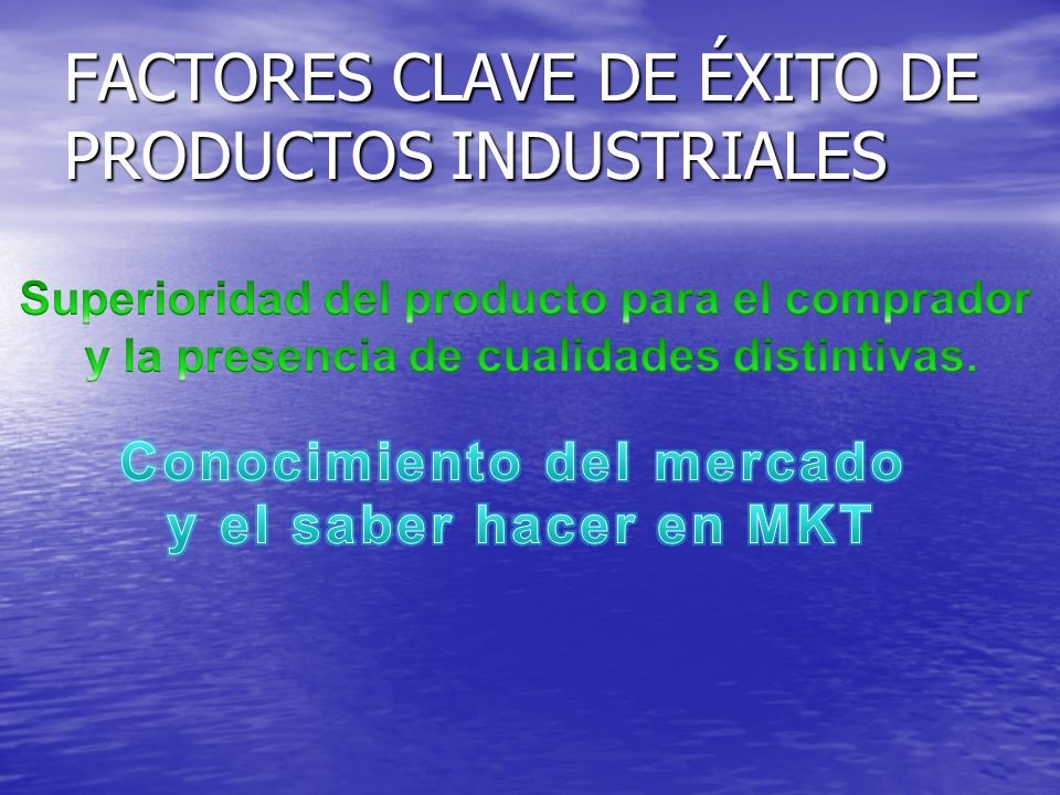 FACTORES CLAVE DE ÉXITO DE PRODUCTOS INDUSTRIALES