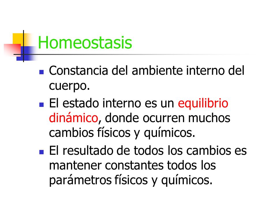 Homeostasis Constancia del ambiente interno del cuerpo.