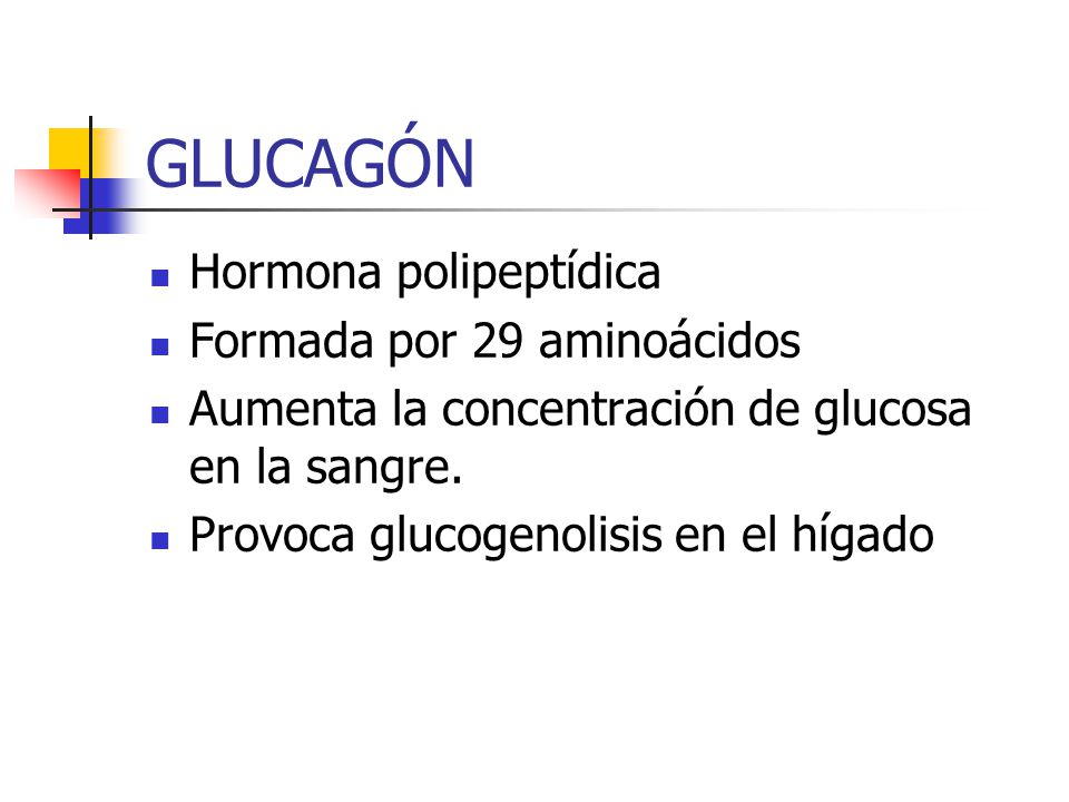 GLUCAGÓN Hormona polipeptídica Formada por 29 aminoácidos