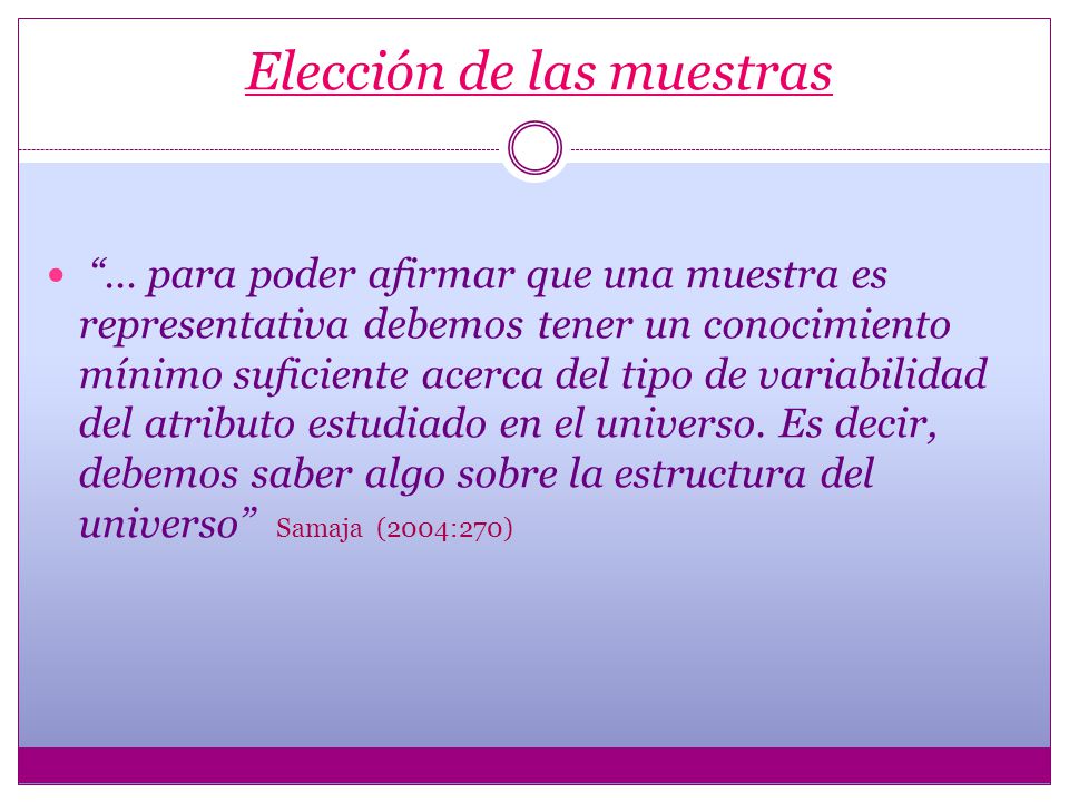 Elección de las muestras