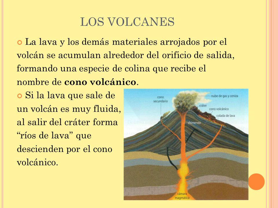LOS VOLCANES La lava y los demás materiales arrojados por el