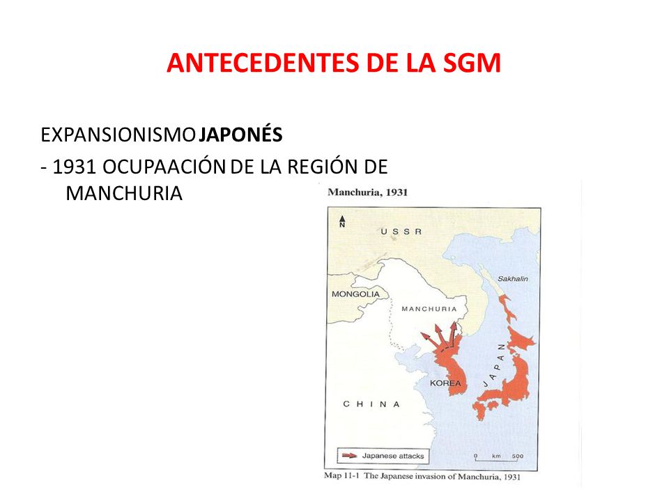 ANTECEDENTES DE LA SGM EXPANSIONISMO JAPONÉS OCUPAACIÓN DE LA REGIÓN DE MANCHURIA