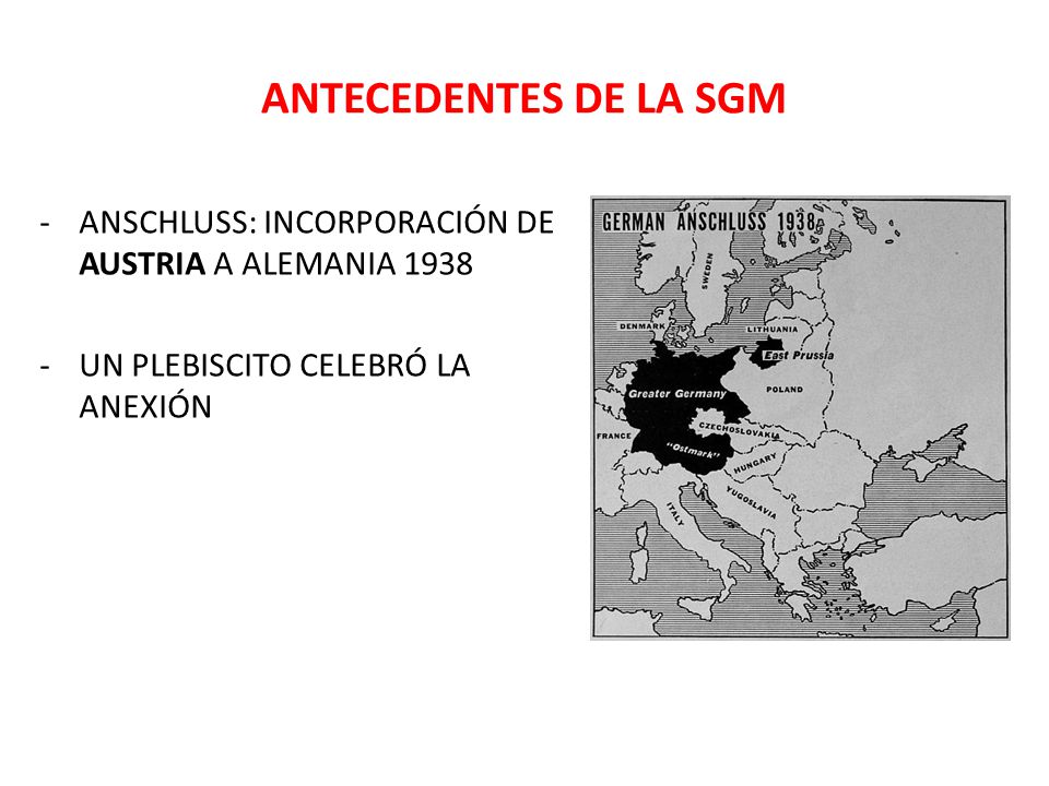 ANTECEDENTES DE LA SGM ANSCHLUSS: INCORPORACIÓN DE AUSTRIA A ALEMANIA 1938.