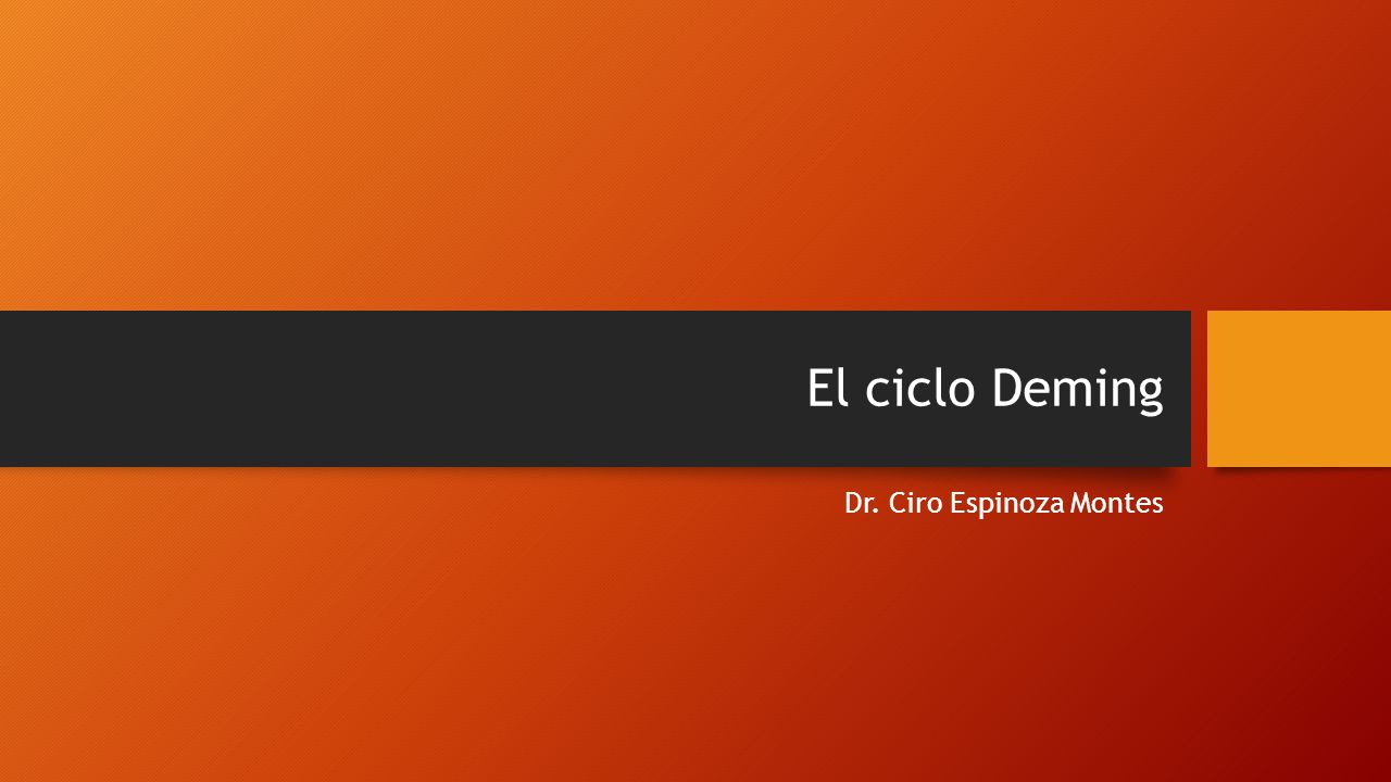 El ciclo Deming Dr. Ciro Espinoza Montes