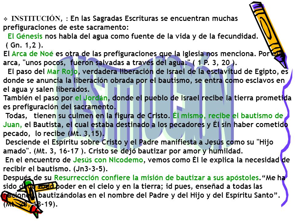 v INSTITUCIÓN, : En las Sagradas Escrituras se encuentran muchas prefiguraciones de este sacramento: