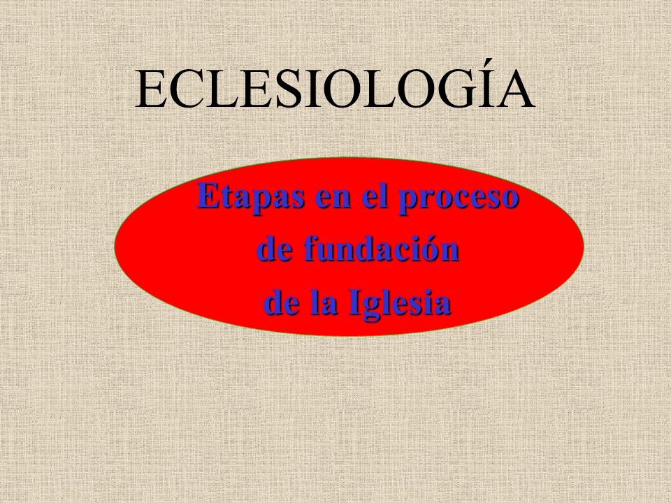 ECLESIOLOGÍA Etapas en el proceso de fundación de la Iglesia
