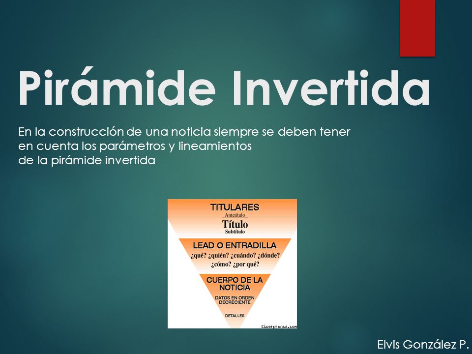 Pirámide Invertida En la construcción de una noticia siempre se deben tener. en cuenta los parámetros y lineamientos.