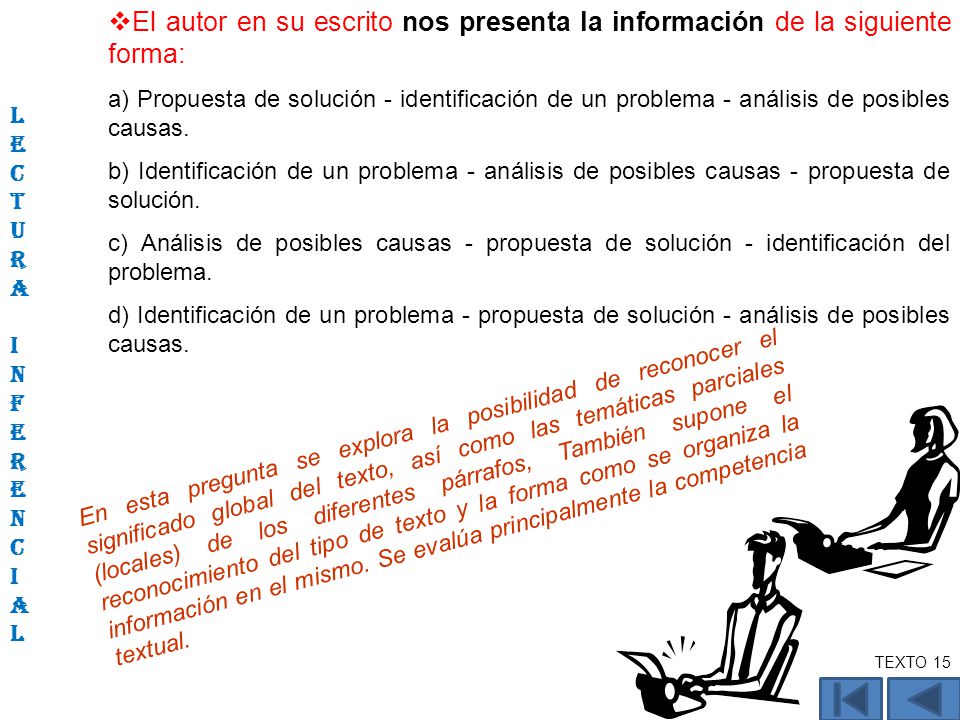El autor en su escrito nos presenta la información de la siguiente forma: