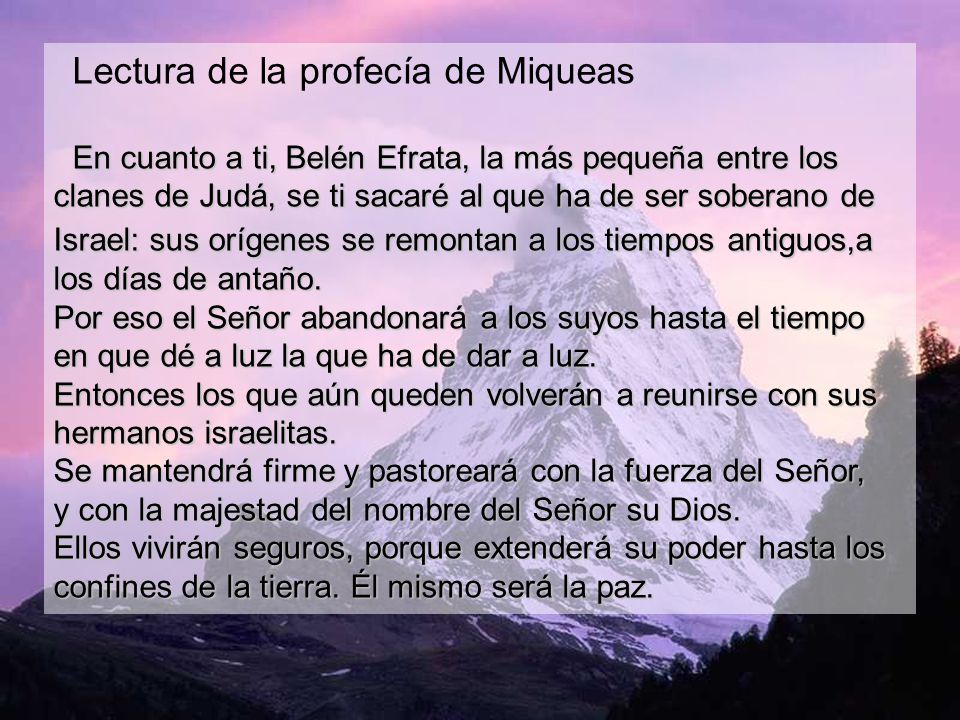 Lectura de la profecía de Miqueas