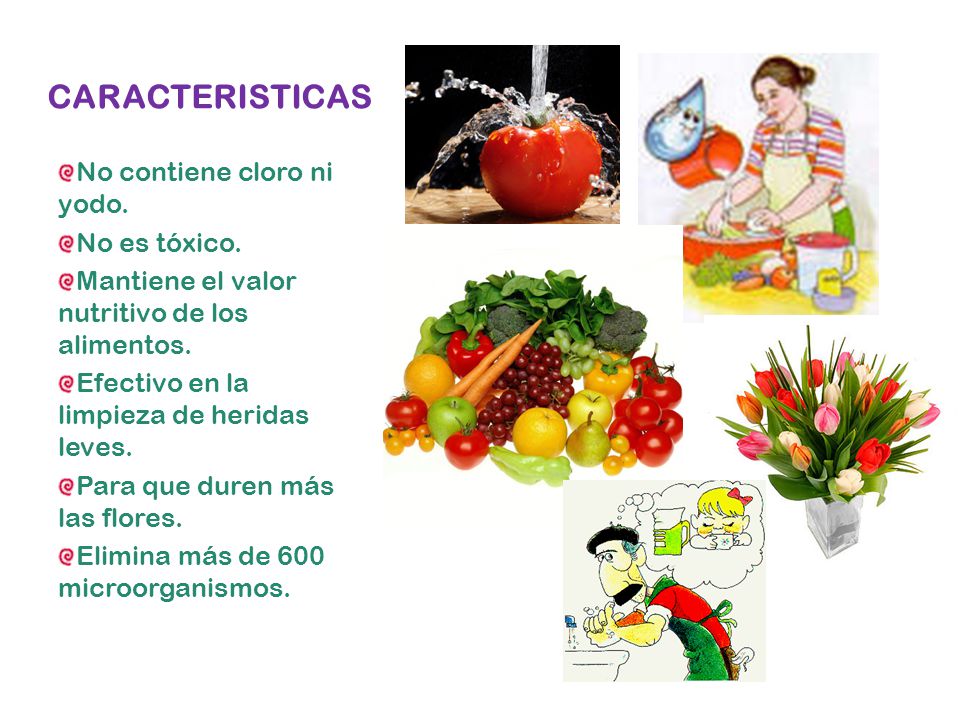 CARACTERISTICAS No contiene cloro ni yodo. No es tóxico.
