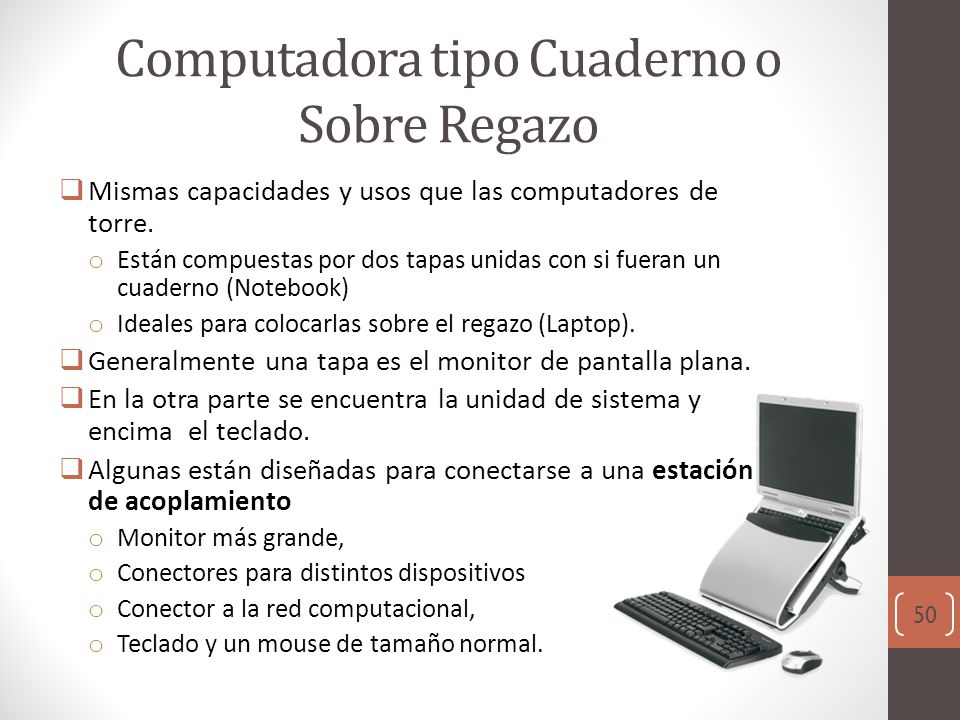 Computadora tipo Cuaderno o Sobre Regazo