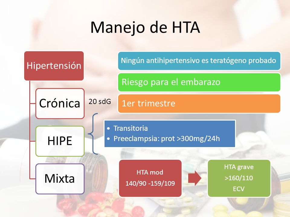 Manejo de HTA Crónica HIPE Mixta Hipertensión Riesgo para el embarazo