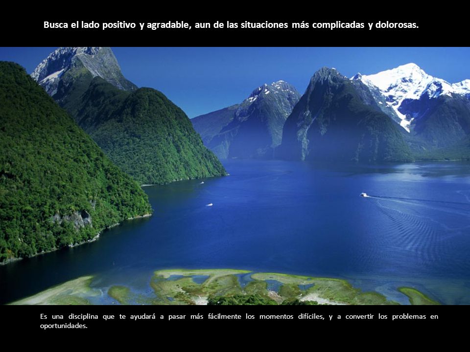Busca el lado positivo y agradable, aun de las situaciones más complicadas y dolorosas.