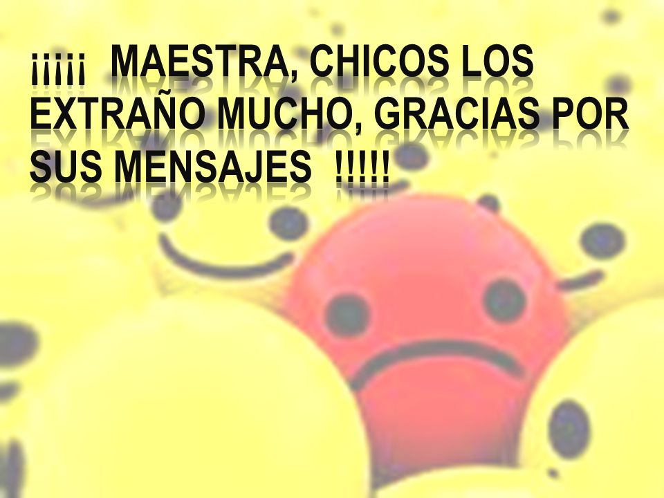 ¡¡¡¡¡ MAESTRA, CHICOS LOS EXTRAÑO MUCHO, GRACIAS POR SUS MENSAJES !!!!!