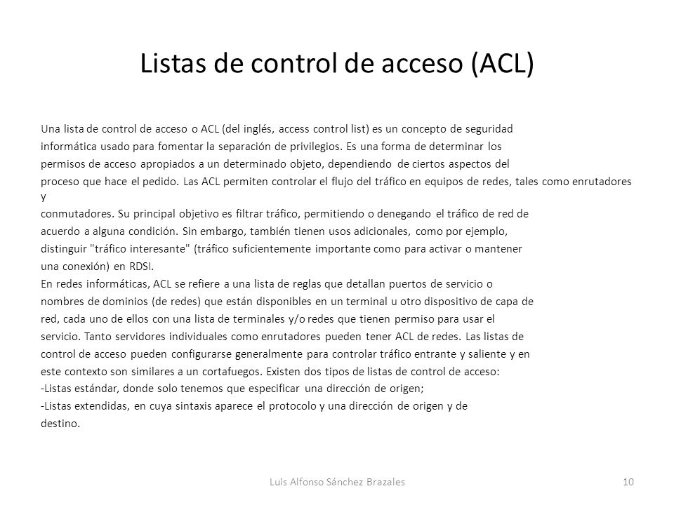Listas de control de acceso (ACL)