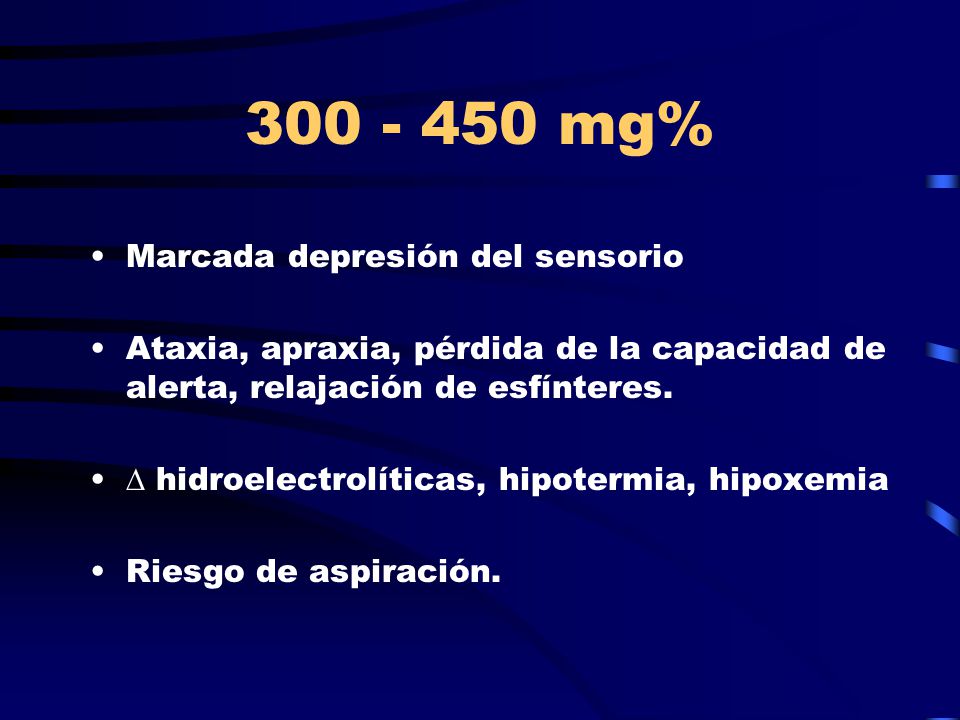 mg% Marcada depresión del sensorio