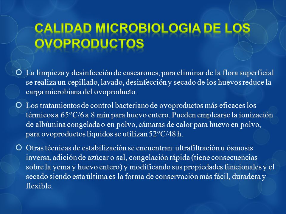 CALIDAD MICROBIOLOGIA DE LOS OVOPRODUCTOS
