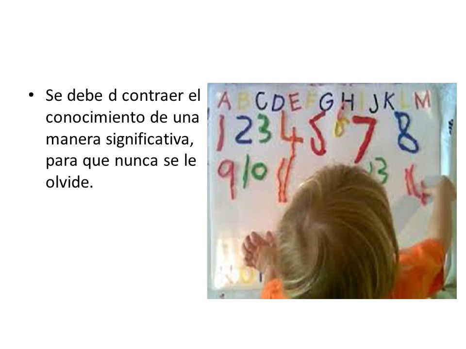 Se debe d contraer el conocimiento de una manera significativa, para que nunca se le olvide.