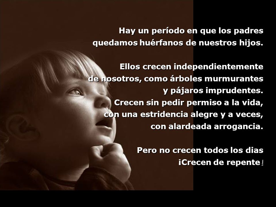 Hay un período en que los padres quedamos huérfanos de nuestros hijos.