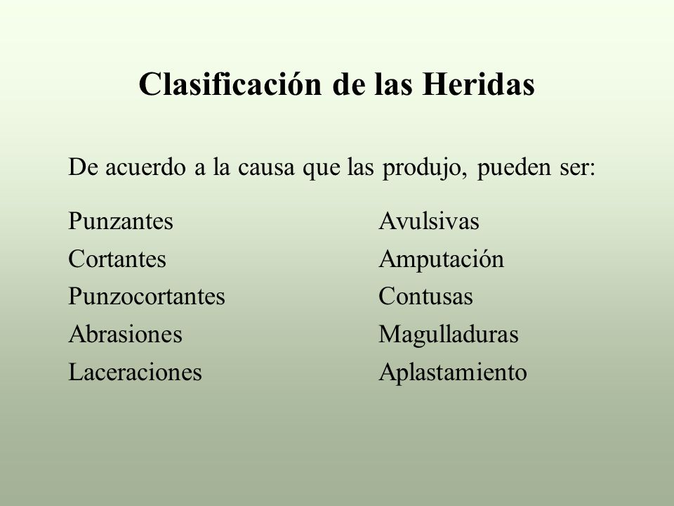 Clasificación de las Heridas