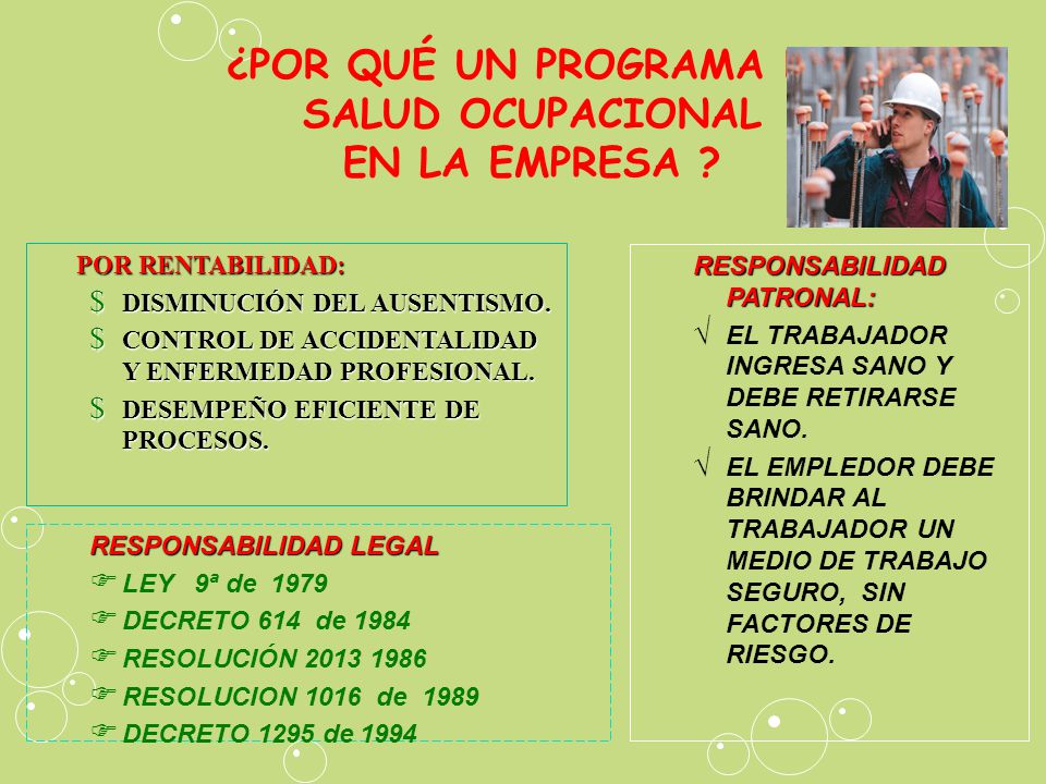 ¿POR QUÉ UN PROGRAMA DE SALUD OCUPACIONAL EN LA EMPRESA