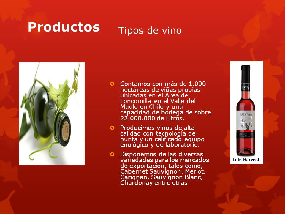 Productos Tipos de vino