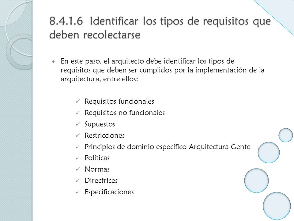Identificar los tipos de requisitos que deben recolectarse