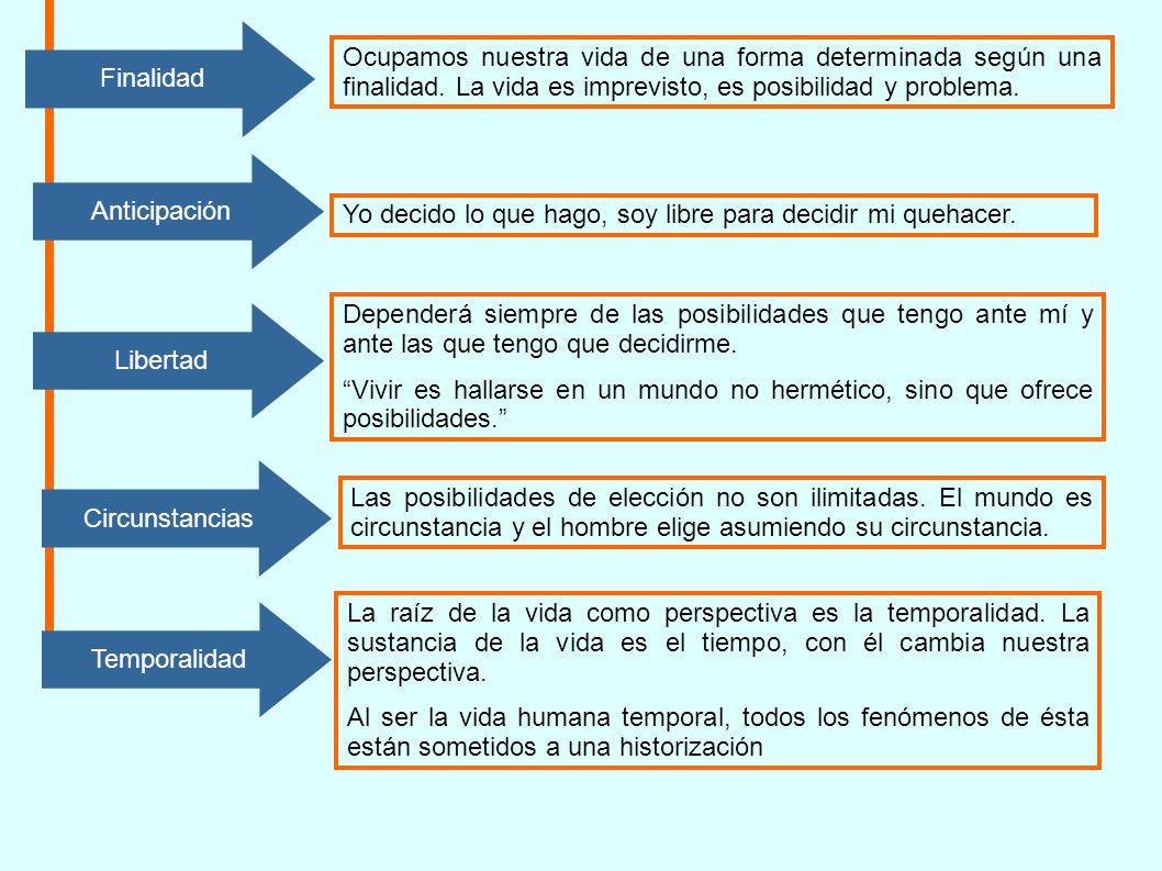Finalidad Ocupamos nuestra vida de una forma determinada según una finalidad. La vida es imprevisto, es posibilidad y problema.
