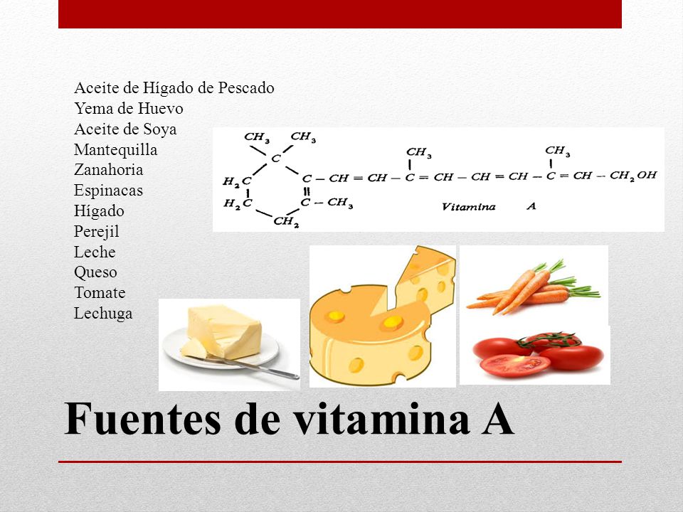 Fuentes de vitamina A Aceite de Hígado de Pescado Yema de Huevo