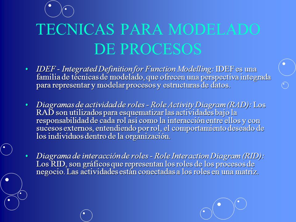 TECNICAS PARA MODELADO DE PROCESOS