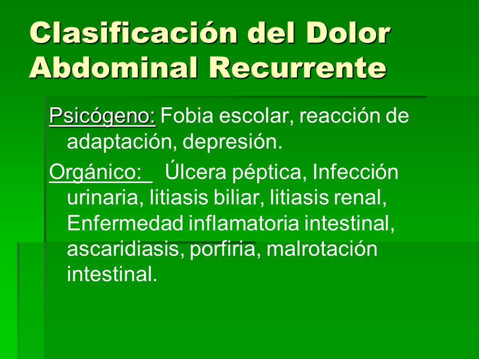 Clasificación del Dolor Abdominal Recurrente