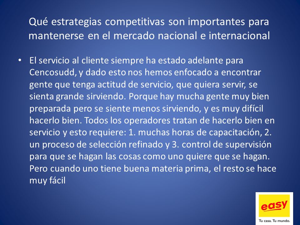 Qué estrategias competitivas son importantes para mantenerse en el mercado nacional e internacional