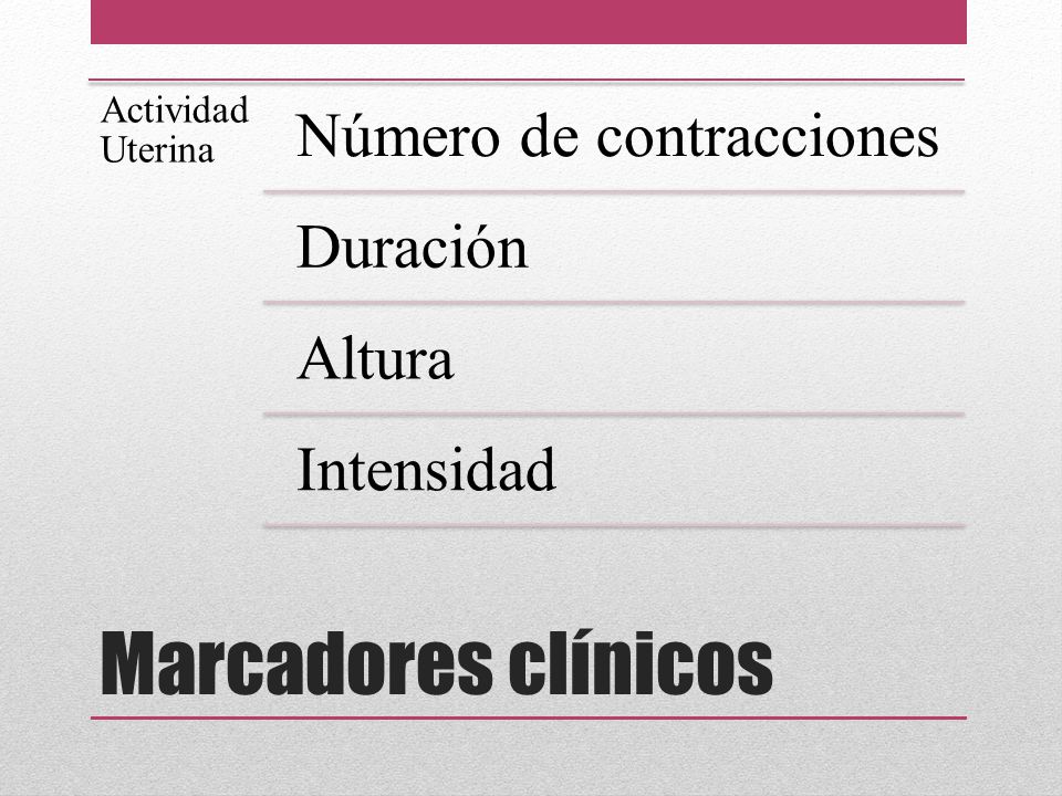 Marcadores clínicos Número de contracciones Duración Altura Intensidad
