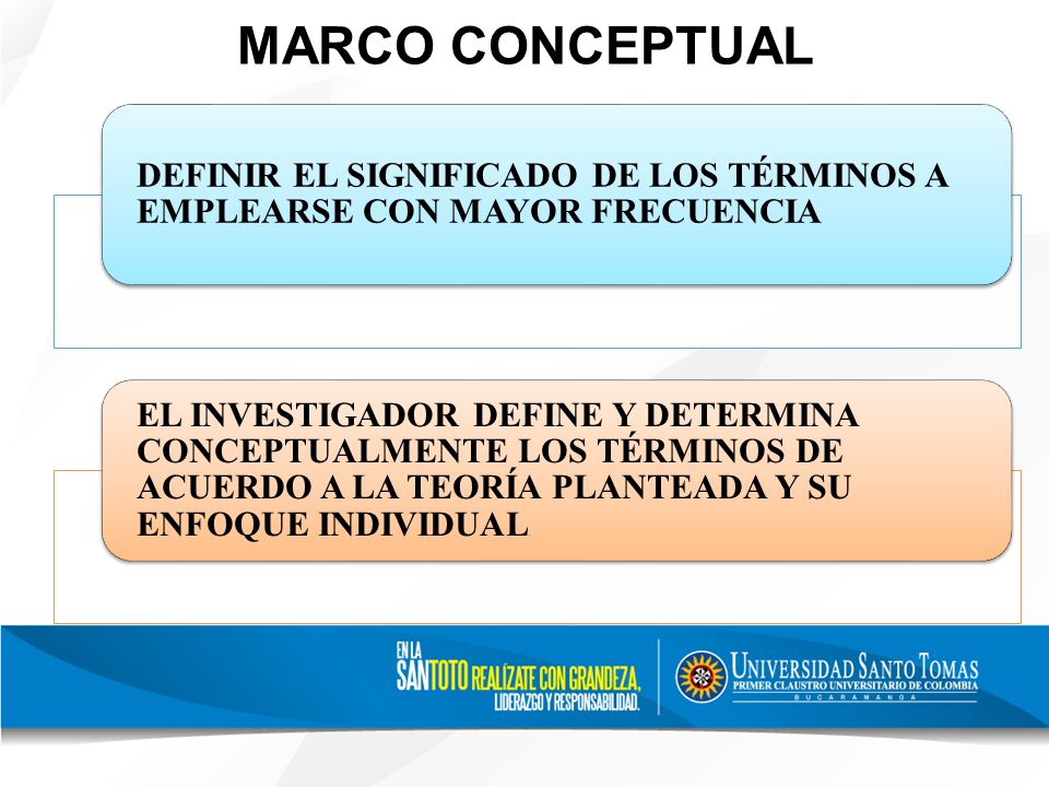 MARCO CONCEPTUAL DEFINIR EL SIGNIFICADO DE LOS TÉRMINOS A EMPLEARSE CON MAYOR FRECUENCIA.