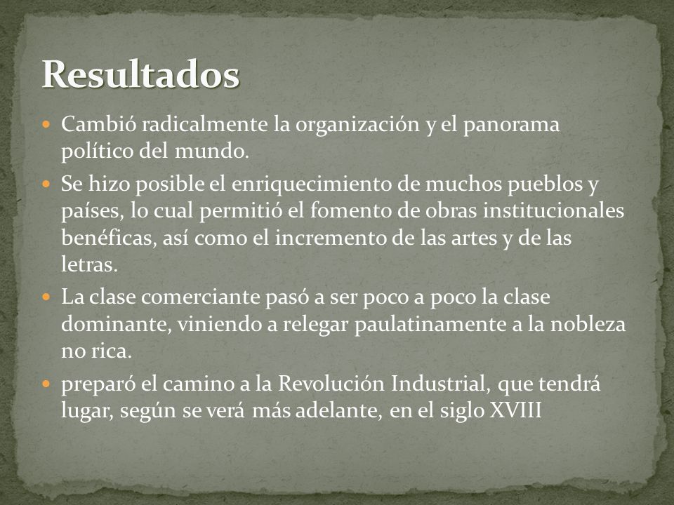 Resultados Cambió radicalmente la organización y el panorama político del mundo.