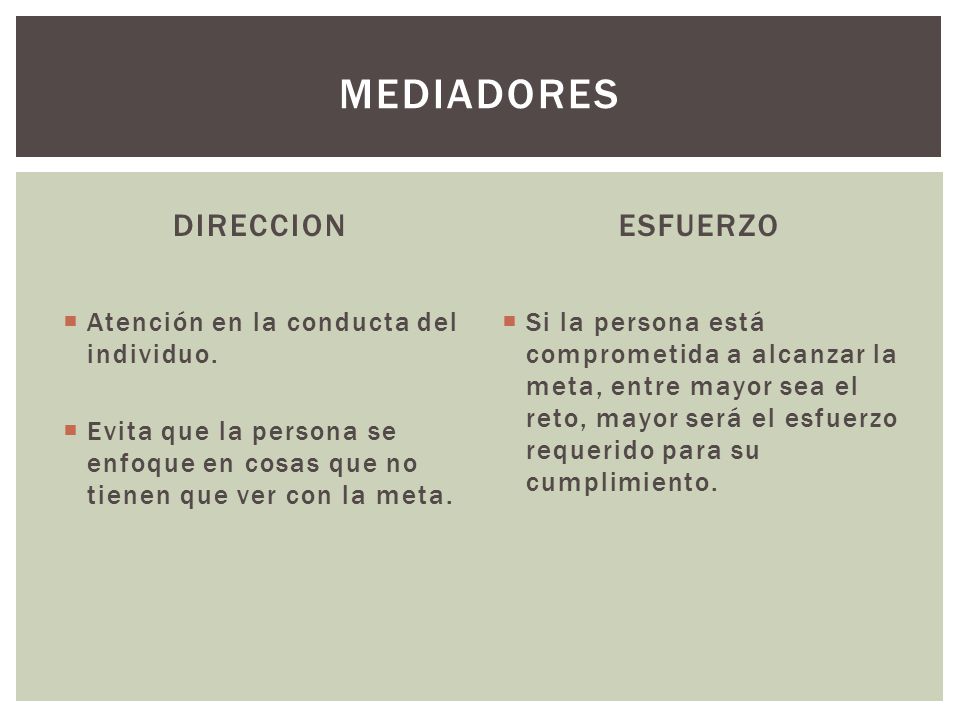 mediadores DIRECCION ESFUERZO Atención en la conducta del individuo.