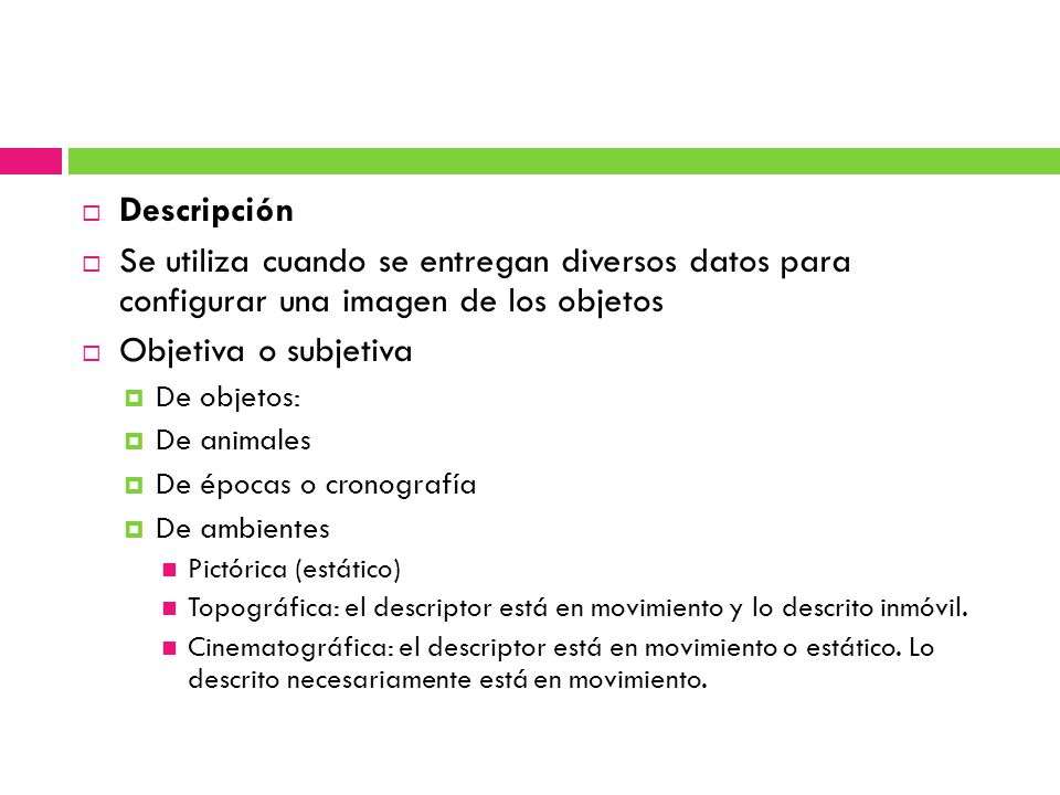 Descripción Se utiliza cuando se entregan diversos datos para configurar una imagen de los objetos.