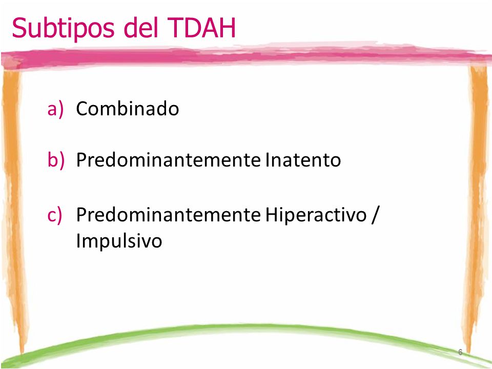 Subtipos del TDAH Combinado Predominantemente Inatento